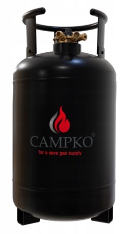 Butla stalowa CAMPKO 36l z wielozaworem Multi 80% - do takowania gazu LPG