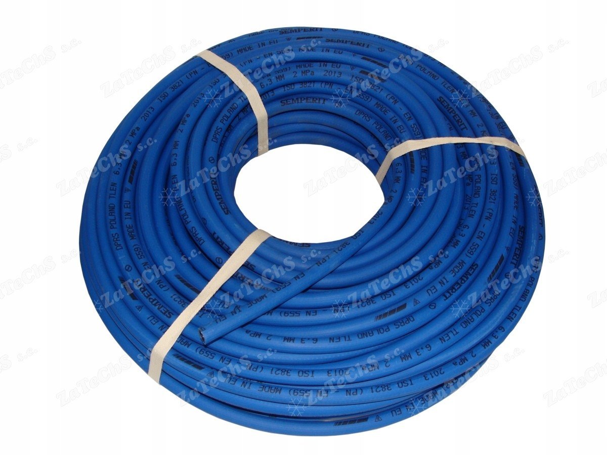 Wąż gumowy SEMPERIT 6,3mm Tlen O2 do palnika 1m Wąż gumowy SEMPERIT 6,3mm Tlen O2 do palnika 1m