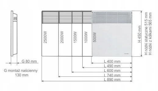 Grzejnik konwektorowy Warmtec EWX-1000W biały